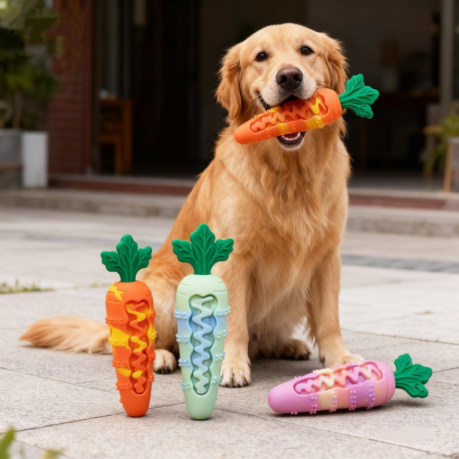 Durable Silicone Squeaky Dog Toy Carrot Shape