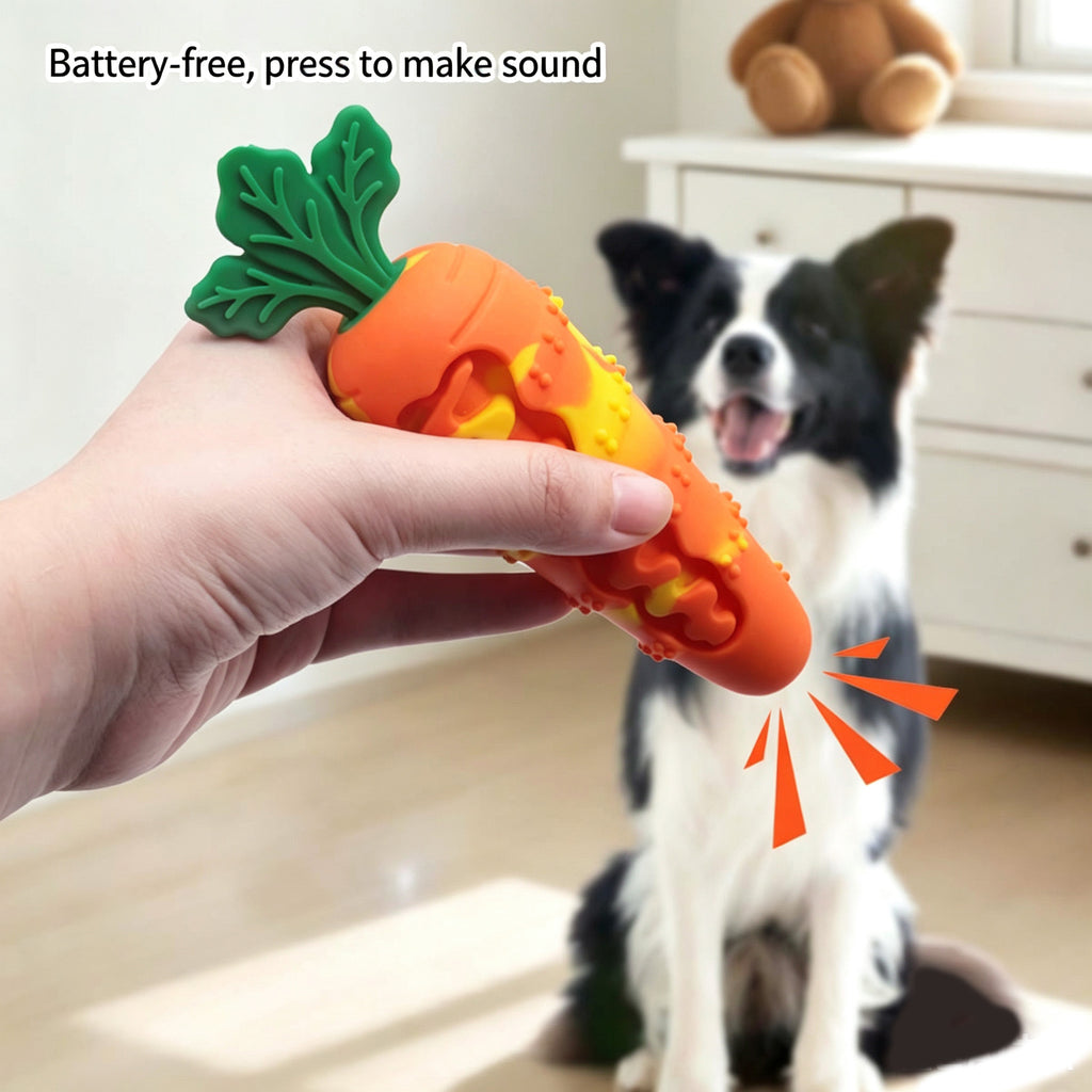 Durable Silicone Squeaky Dog Toy Carrot Shape