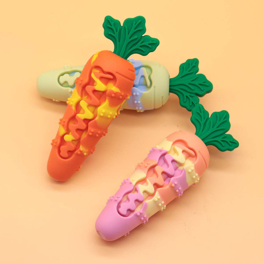 Durable Silicone Squeaky Dog Toy Carrot Shape