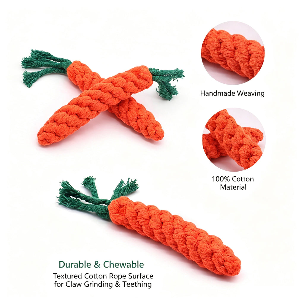 Carrot Shaped Rope Bite Resistant Teeth Cleaning Toy