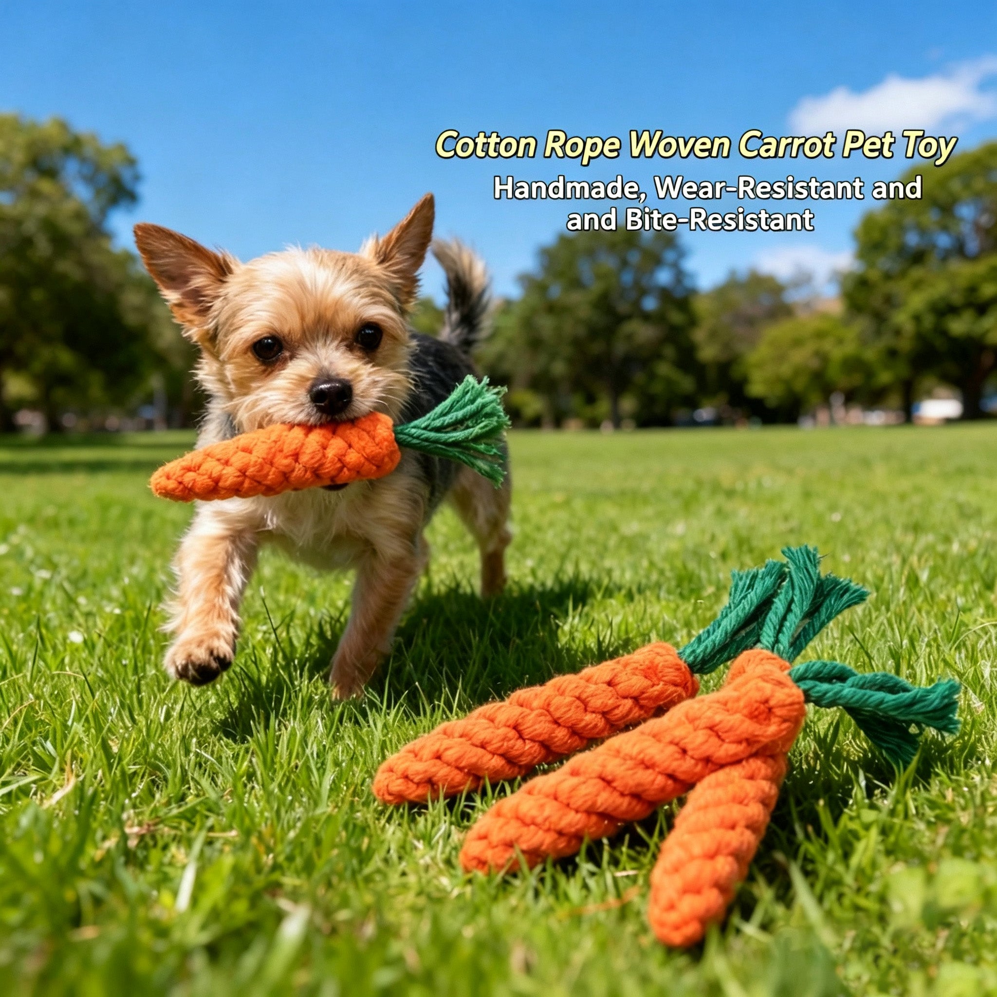 Carrot Shaped Rope Bite Resistant Teeth Cleaning Toy