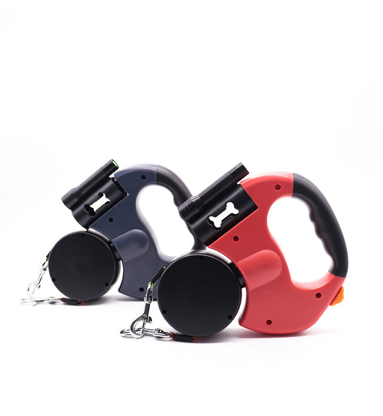 Retractable Double Dog Leash with LED Light