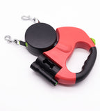 Retractable Double Dog Leash with LED Light
