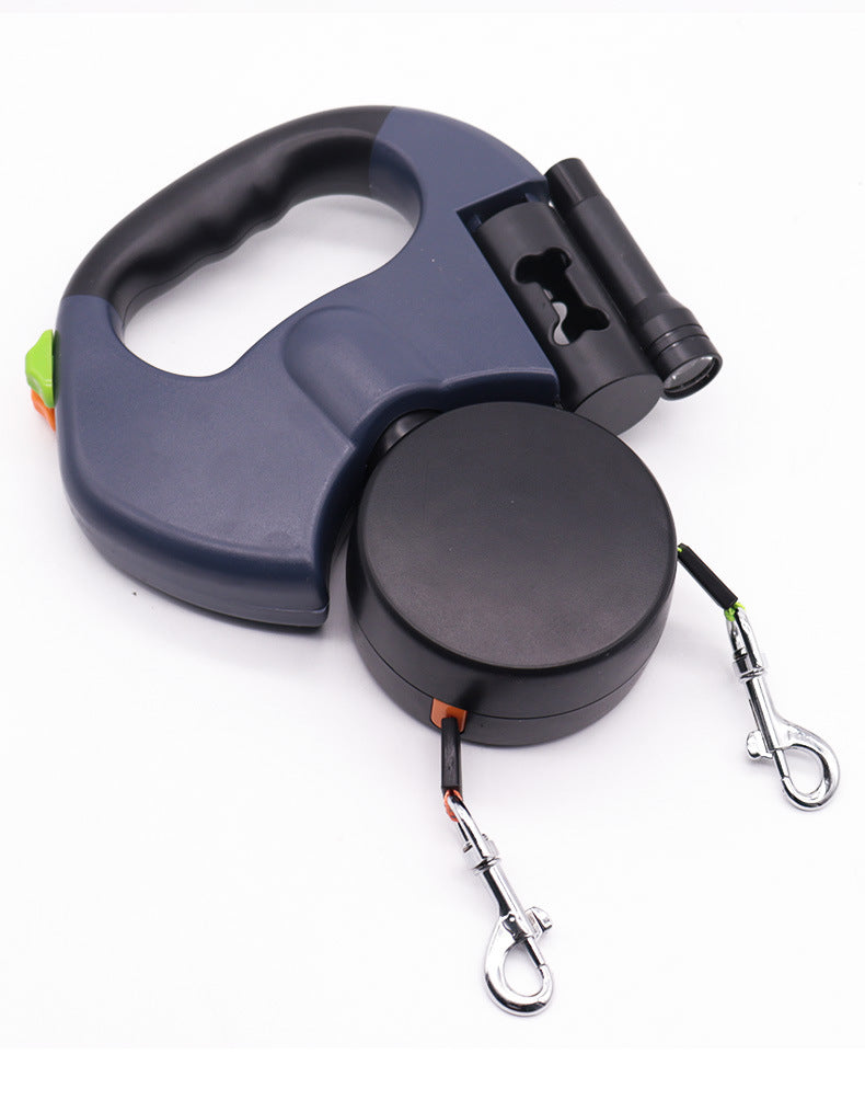 Retractable Double Dog Leash with LED Light
