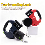 Retractable Double Dog Leash with LED Light