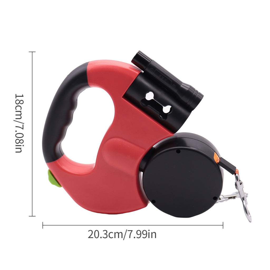 Retractable Double Dog Leash with LED Light