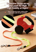 Retractable Double Dog Leash with LED Light