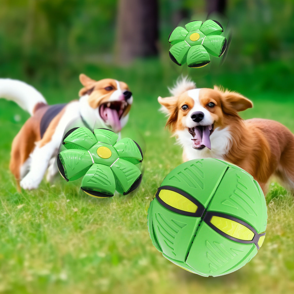 Bite Resilient Luminous Deformable Flying Saucer Dog Ball