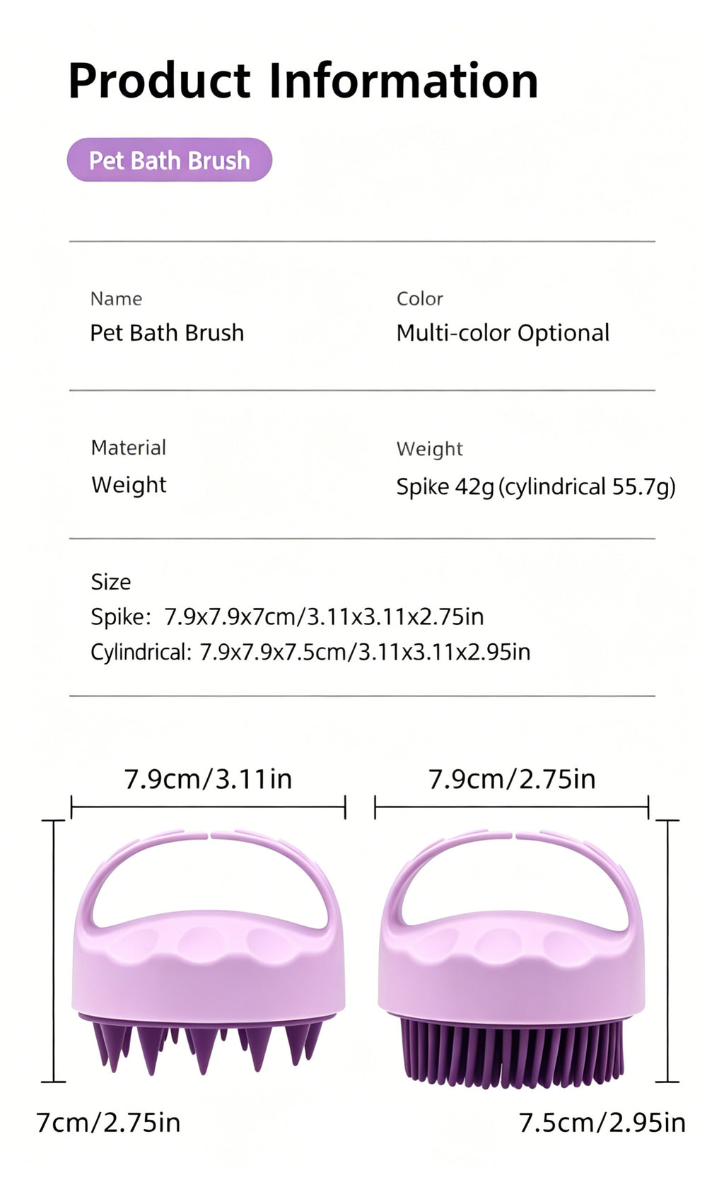 Silicone Pet Bath Brush Massage Grooming Shower Tool