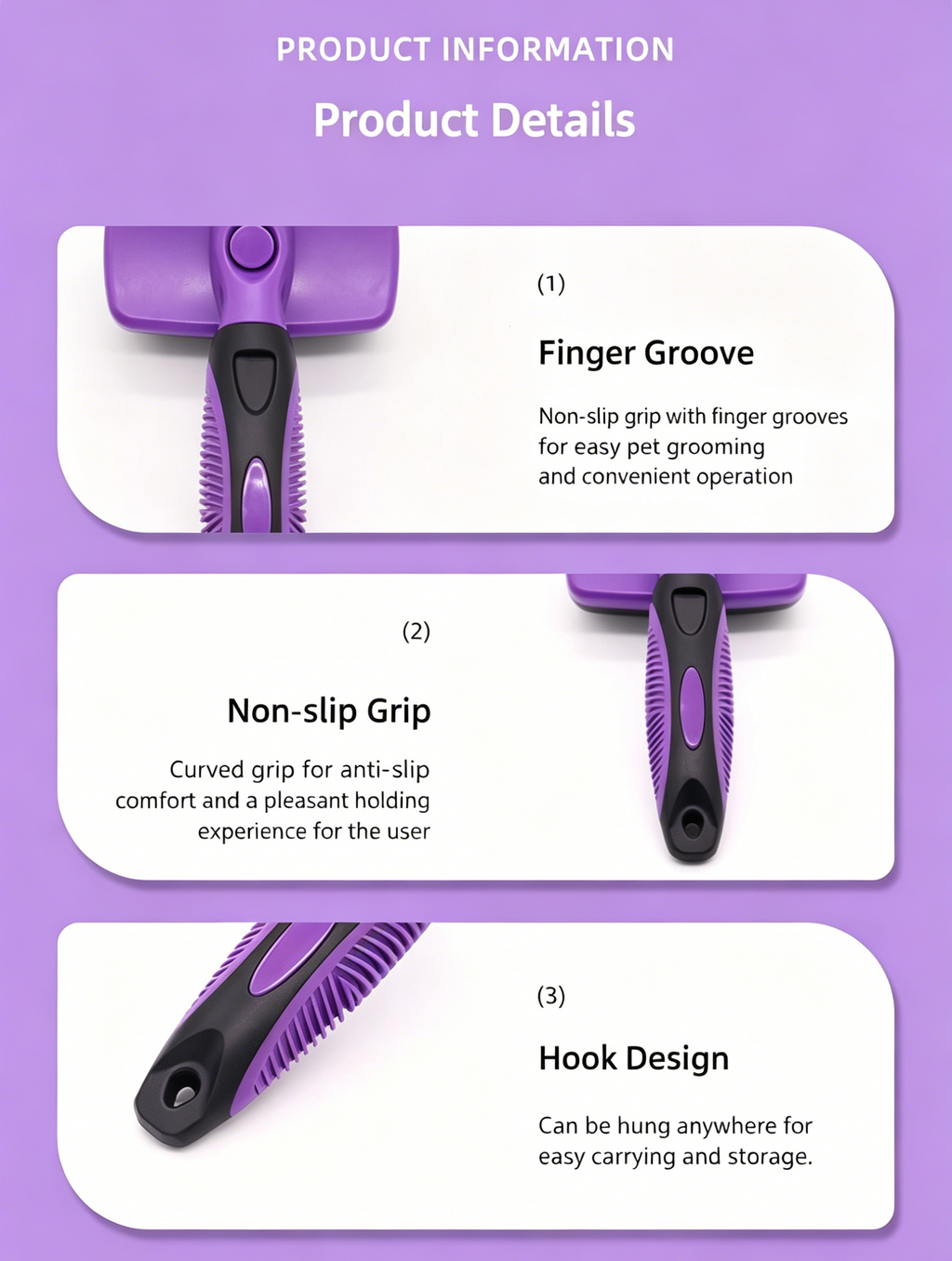 Pet Pin Brush Deshedding Fluffing Grooming Comb