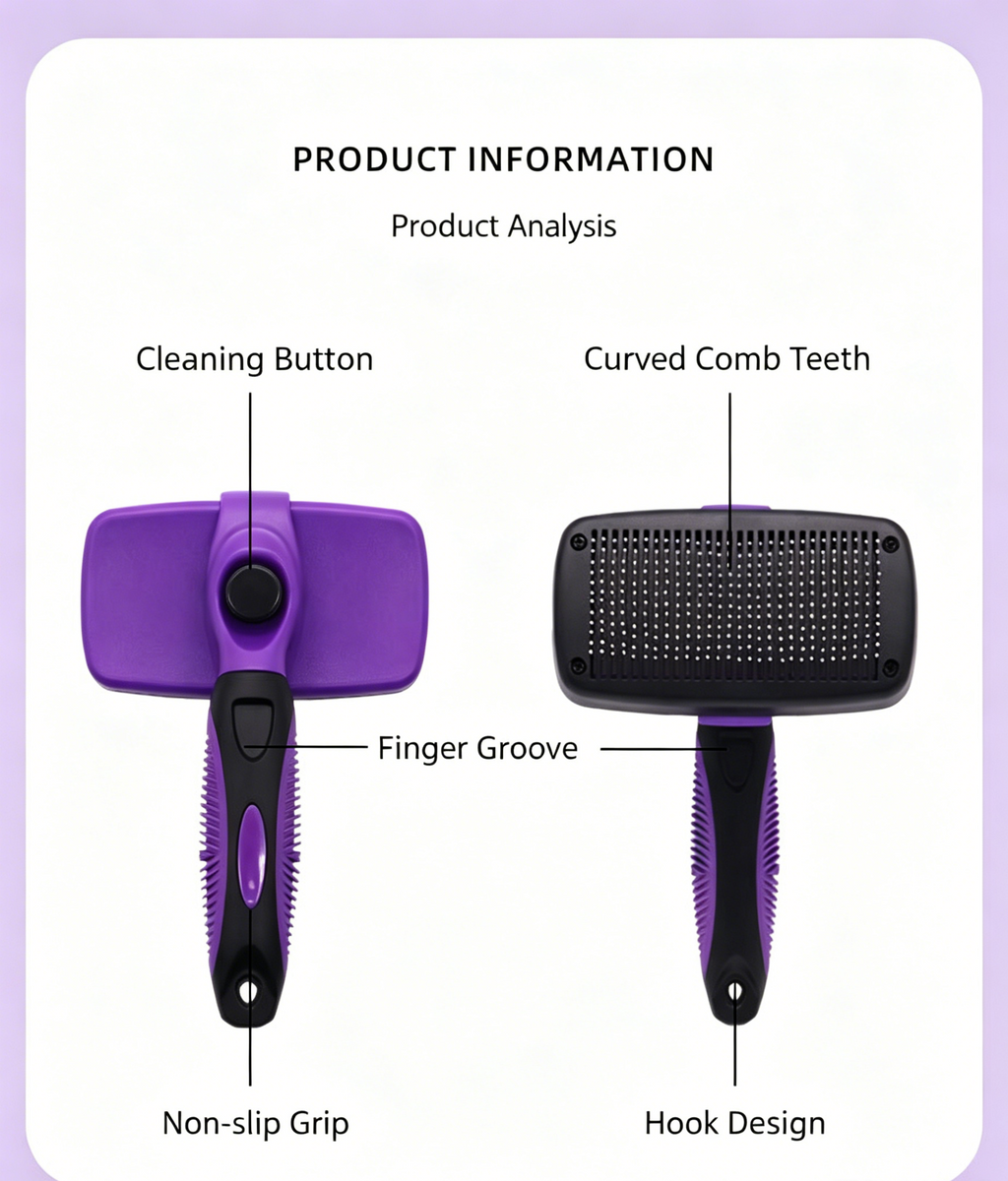 Pet Pin Brush Deshedding Fluffing Grooming Comb
