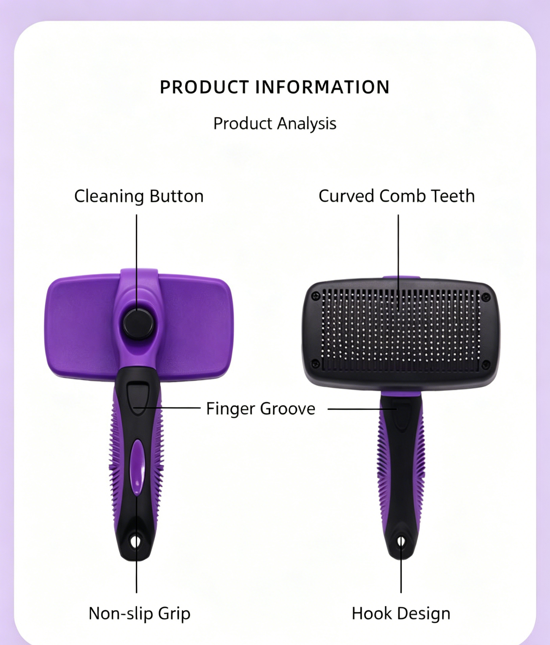 Pet Pin Brush Deshedding Fluffing Grooming Comb