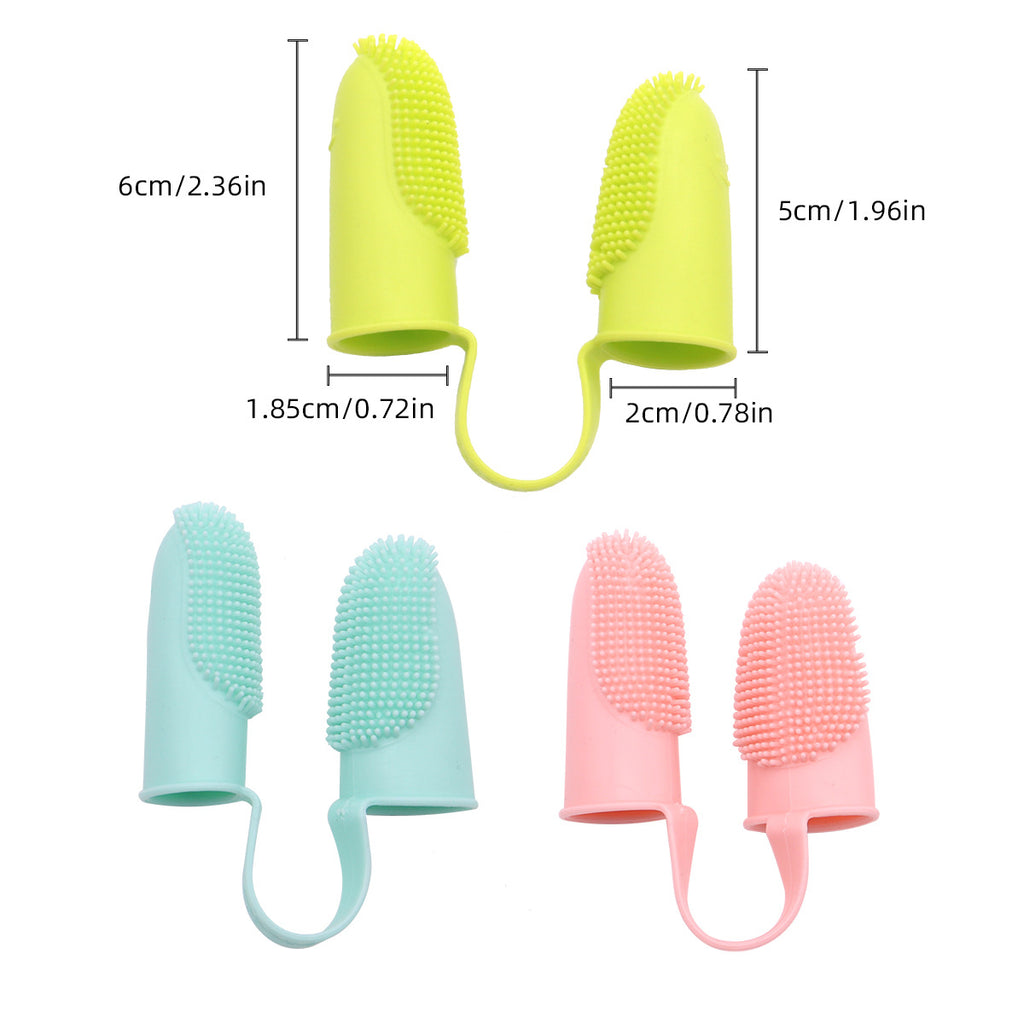 Silicone Double Finger Pet Toothbrush Teeth Cleaning