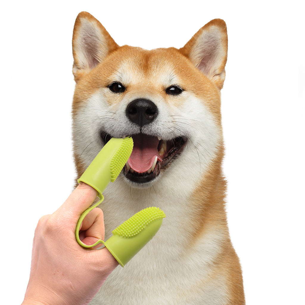 Silicone Double Finger Pet Toothbrush Teeth Cleaning