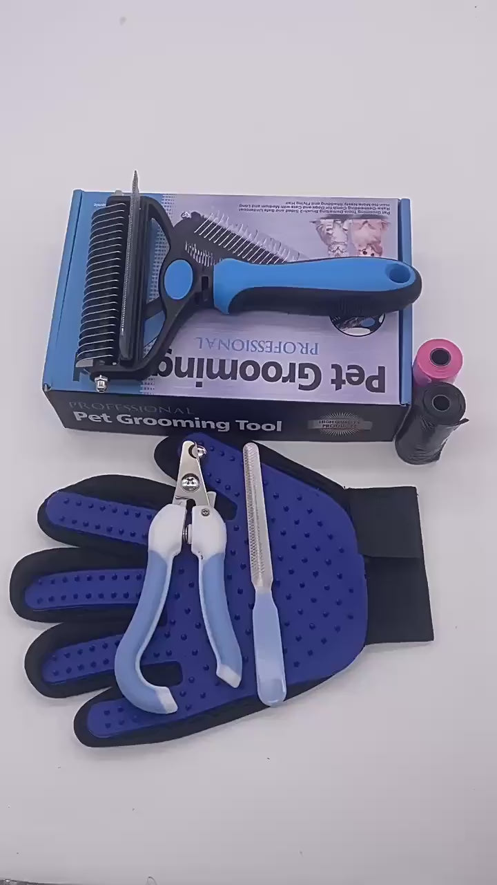 Pet Grooming Tool Kit  Deshedding Brush Hair Remover Glove Set